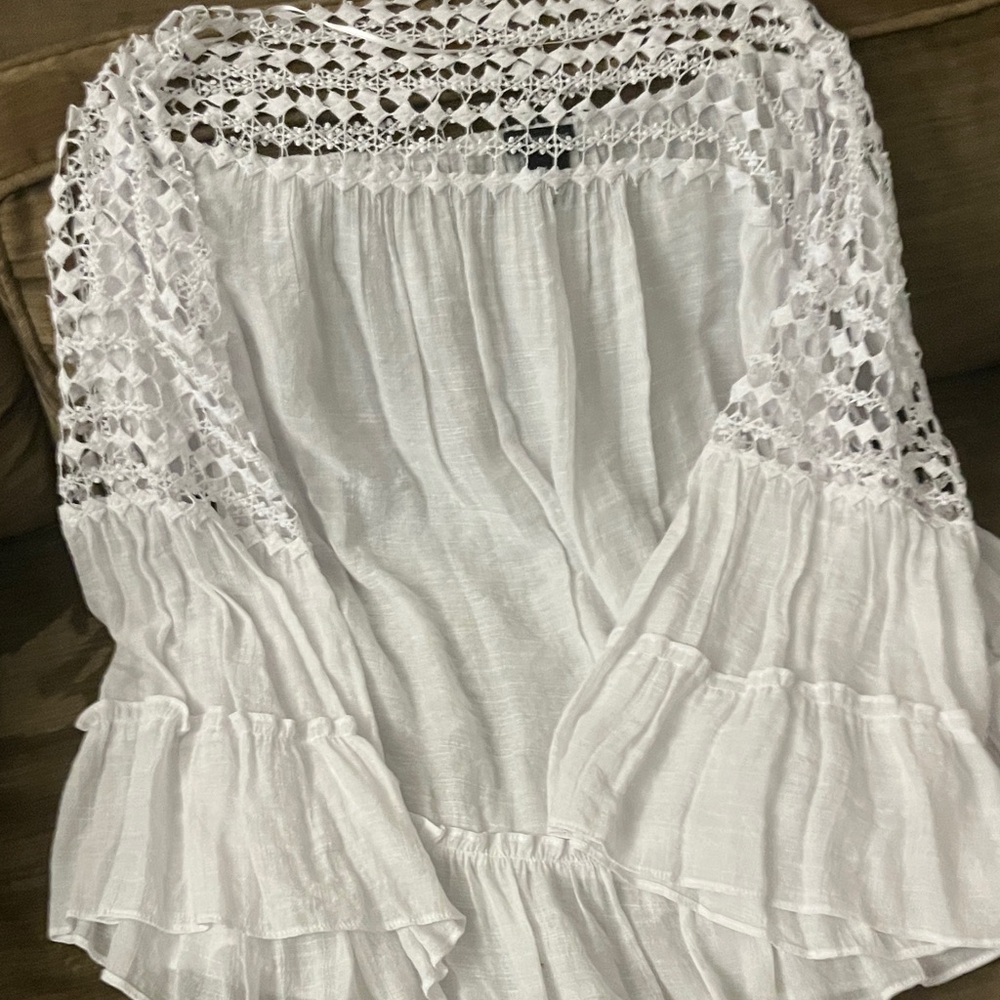 New Directions White Crochet Blouse